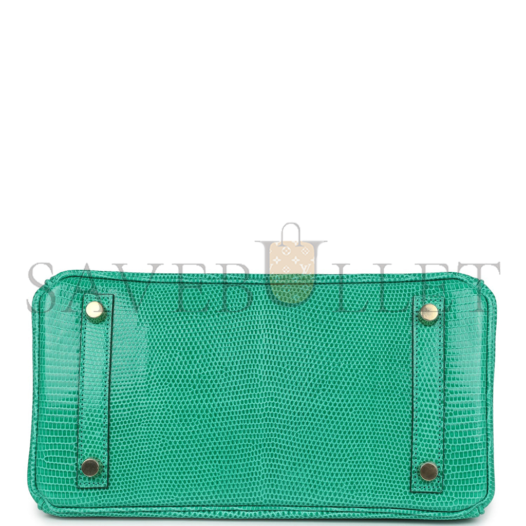 HERMÈS MASTER BIRKIN 25 LIZARD BAMBOO GREEN GOLD BUCKLE H028352CA19 (25*20*13cm)